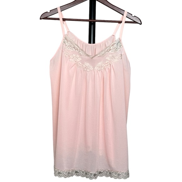 1960s Kayser Nylon Sleep Top Lingerie Lace Baby Pink Vintage Lounge Nightgown - Picture 15 of 15